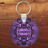 Elegantes Lila gotisches Design Schlüsselanhänger (Vorderseite)
