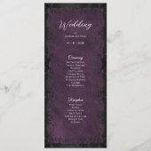 Elegantes lila gotisches Hochzeitsprogramm Menükarte (Vorderseite)