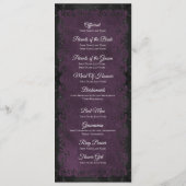 Elegantes lila gotisches Hochzeitsprogramm Menükarte (Rückseite)