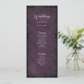 Elegantes lila gotisches Hochzeitsprogramm Menükarte (Stehend Vorderseite)