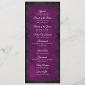 Elegantes lila gotisches Hochzeitsprogramm Menükarte (Rückseite)