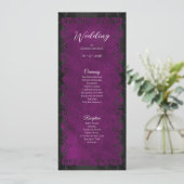 Elegantes lila gotisches Hochzeitsprogramm Menükarte (Stehend Vorderseite)