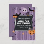 Elegantes Lila Halloween-Kostüm-Party Einladung (Vorne/Hinten)