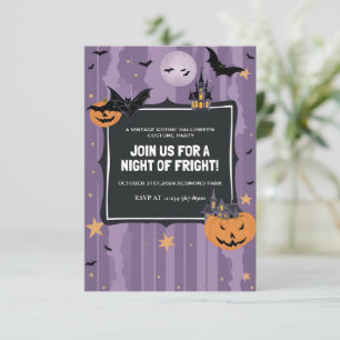 Elegantes Lila Halloween-Kostüm-Party Einladung