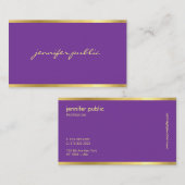 Elegantes Lila handgeschriebenes Skript Moderner C Visitenkarte (Vorne/Hinten)
