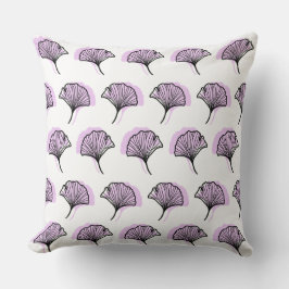 Elegantes Lila handGezeichnet Ginkgo-Leaf-Muster Kissen