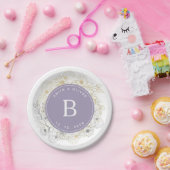 Elegantes Lila Hochzeitmonogramm Pappteller (Party)