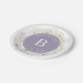 Elegantes Lila Hochzeitmonogramm Pappteller (Schrägansicht)