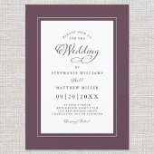 Elegantes Lila Hochzeitschick-Kalligrafie-Skript Einladung