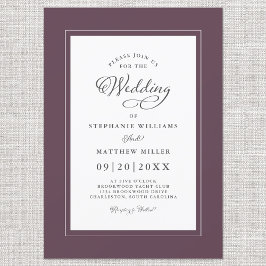 Elegantes Lila Hochzeitschick-Kalligrafie-Skript Einladung