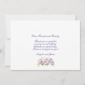 Elegantes Lila Hochzeitsfest in Gold Floral Foto Dankeskarte (Rückseite)