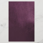 Elegantes Lila Hochzeitsmenü der Pflaume (Rückseite)