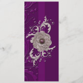 Elegantes Lila Hochzeitsmenü für Floral Damask Menükarte (Rückseite)