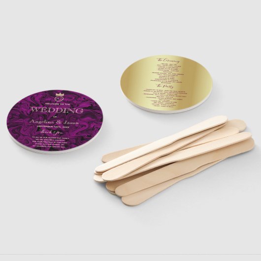Elegantes Lila Hochzeitsprogramm Fächer (Non-assembled)