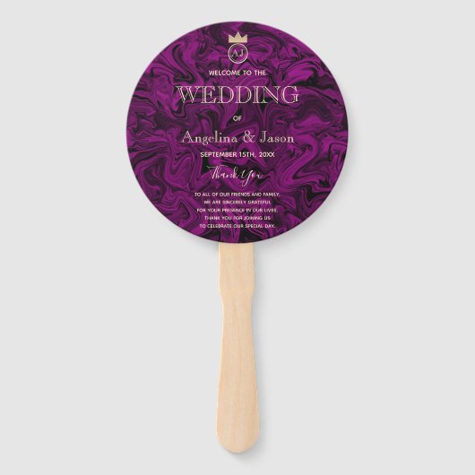Elegantes Lila Hochzeitsprogramm Fächer (Vorderseite)