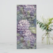 Elegantes lila Hochzeitsprogramm für Wasserfarben (Stehend Vorderseite)