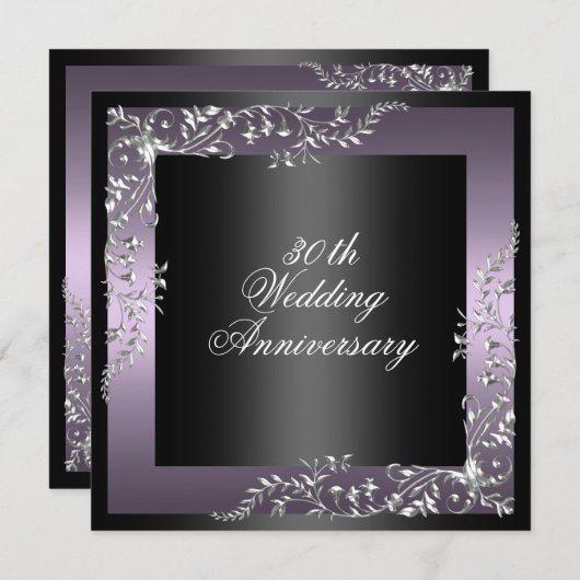 Elegantes Lila Hochzeitstag Einladung (Vorne/Hinten)