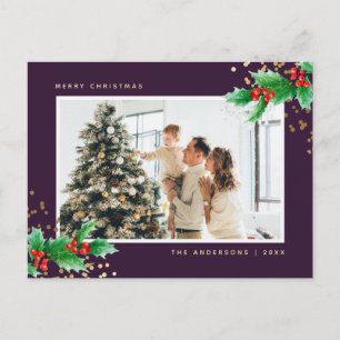 Elegantes Lila Holly Foto Frohe Weihnachten
