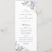 Elegantes lila Hortensien-Hochzeitsprogramm mit Bl Programm (Vorderseite)