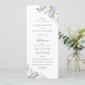 Elegantes lila Hortensien-Hochzeitsprogramm mit Bl Programm (Stehend Vorderseite)