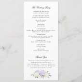 Elegantes lila Hortensien-Hochzeitsprogramm mit Bl Programm (Rückseite)