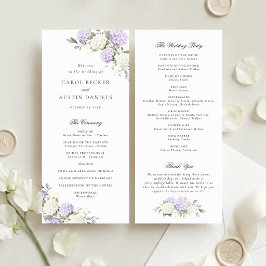 Elegantes lila Hortensien-Hochzeitsprogramm mit Bl Programm