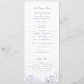 Elegantes lila Hortensien-Hochzeitsprogramm Programm (Rückseite)