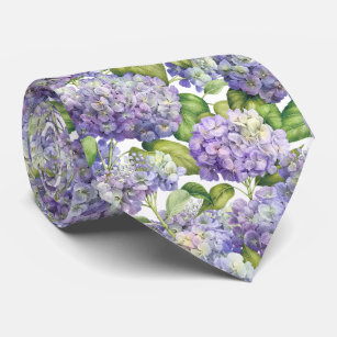 Elegantes Lila Hydrangea-Blumenmuster Hochzeit Krawatte