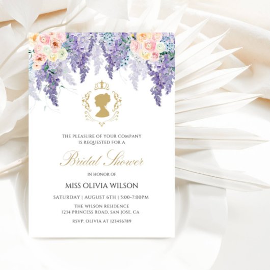 Elegantes Lila Hydrangea & Rosa Brautparty Einladung