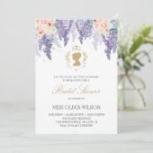 Elegantes Lila Hydrangea & Rosa Brautparty Einladung (Stehend Vorderseite)