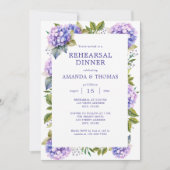 Elegantes Lila Hydrangeas Hochzeit Probe Dinner Einladung (Vorderseite)