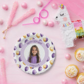 Elegantes Lila Imitat Gold Balloons Foto Pappteller (Party)