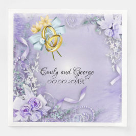 Elegantes, Lila, individualisierbares Hochzeitspap Serviette