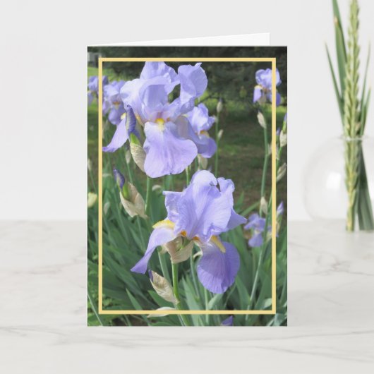 Elegantes Lila Iris Foto Golden Frame Karte (Vorderseite)