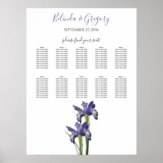 Elegantes Lila Iris-Hochzeitsstift Poster (Vorne)