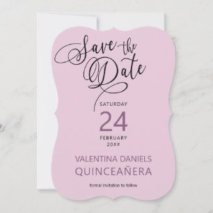 Elegantes lila Kalligrafie und Foto Save The Date