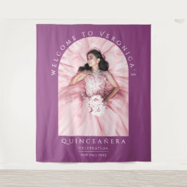 Elegantes Lila klassisches Quinceñera Arch Foto Wandteppich