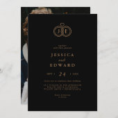 Elegantes Lila Lässiges Foto Monogram Foto Hochzei Einladung (Vorne/Hinten)