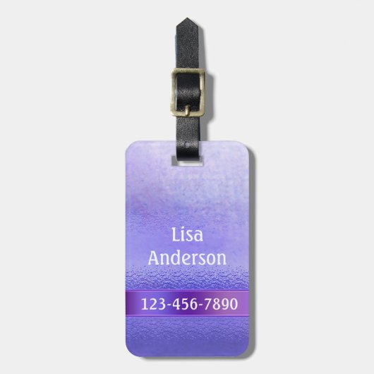 Elegantes, Lila Lavendel Kunststreifen-Gepäck Gepäckanhänger (Vorderseite vertikal)