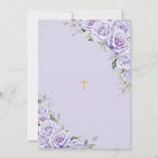 Elegantes Lila Lavendel-Taufen Christening Einladung (Rückseite)