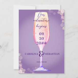 Elegantes lila-lavendelfarbenes Champagner-Hochzei Save The Date