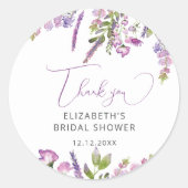 Elegantes Lila Lavender Brautparty Vielen Dank Runder Aufkleber (Vorderseite)