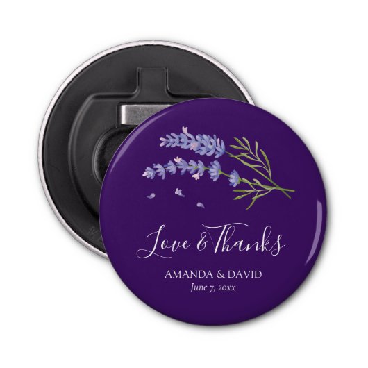 Elegantes Lila Lavender Wedding Brautparty Flaschenöffner (Vorderseite)