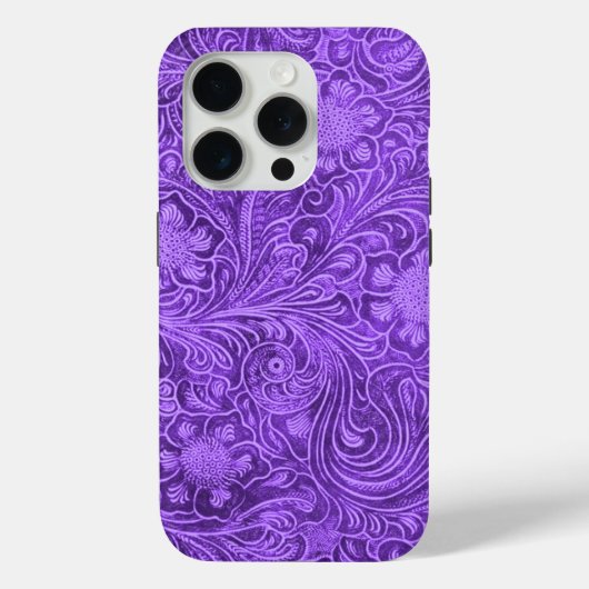 Elegantes, Lila Lederdesign mit floralen Stileleme Case-Mate iPhone Hülle (Rückseite)