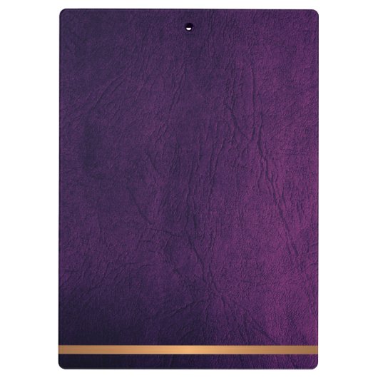 Elegantes lila Ledergold mit Monogramm Klemmbrett (Rückseite)