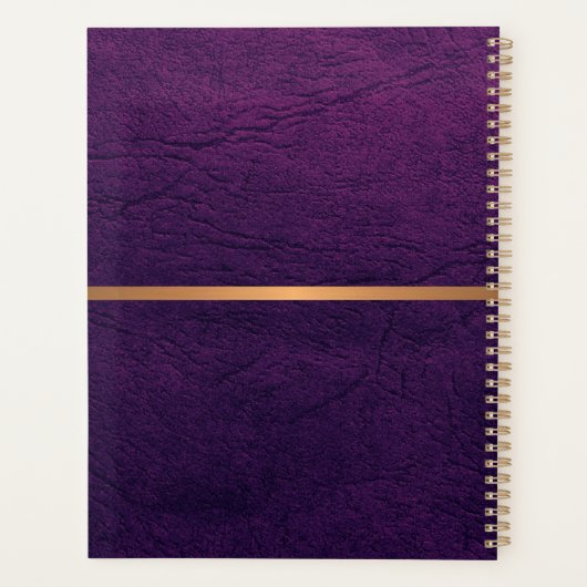 Elegantes lila Ledergold mit Monogramm Planer (Rückseite)