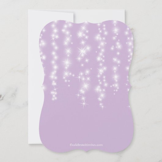 Elegantes Lila Lichterlebnis Quinceñera Party Einladung (Rückseite)