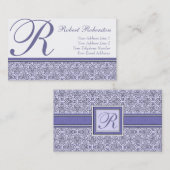 Elegantes lila lila Muster des Monogramm-R Visitenkarte (Vorne/Hinten)