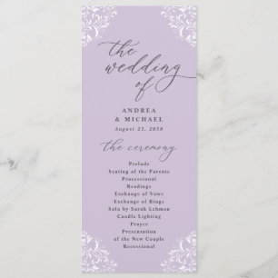 Elegantes lila-lila-vintage-hochzeitliches Klassik Programm