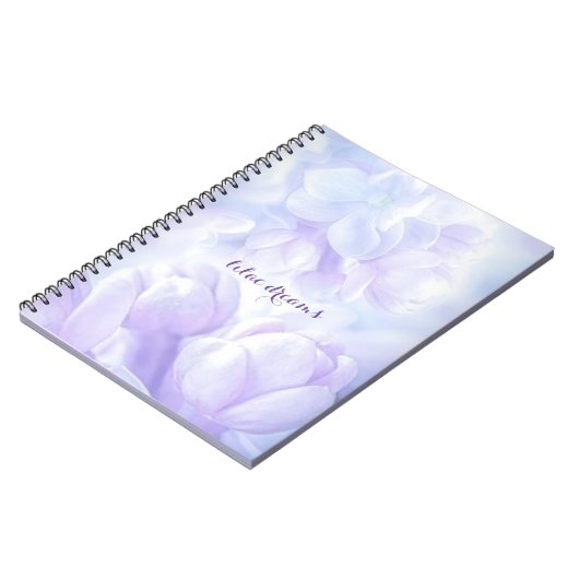 Elegantes Lila Lilac-Blume-Design Notizblock (Linke Seite)
